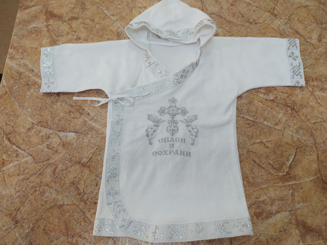 Крестильная рубашка серебрянная вышивка