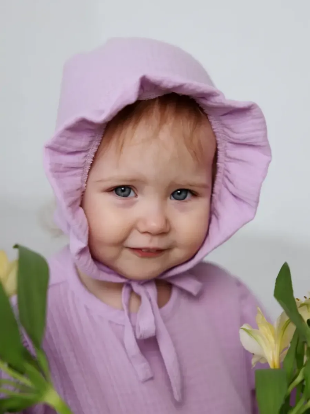 Муслиновый чепчик "Лаванда"