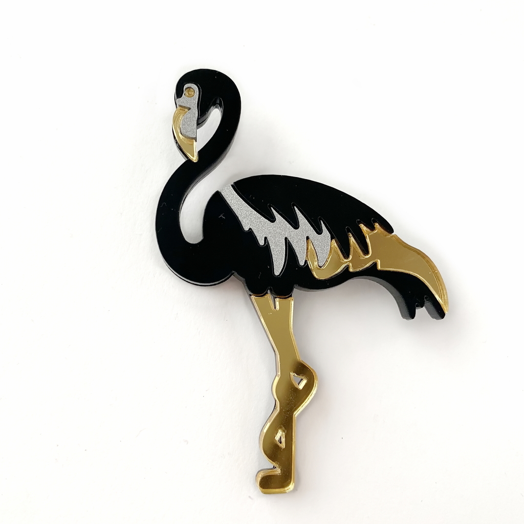 Брошь Фламинго черный