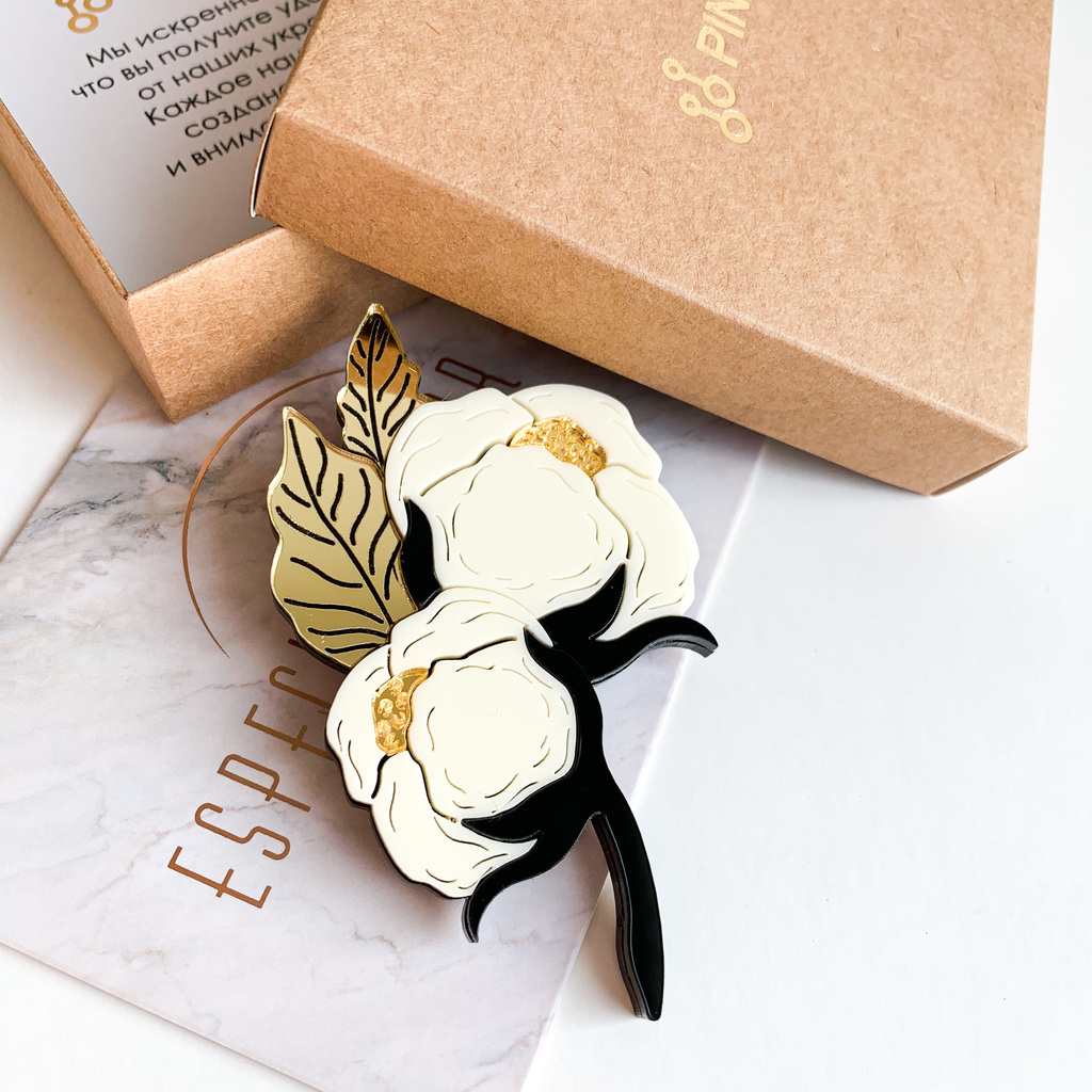 Брошь Веточка Хлопка