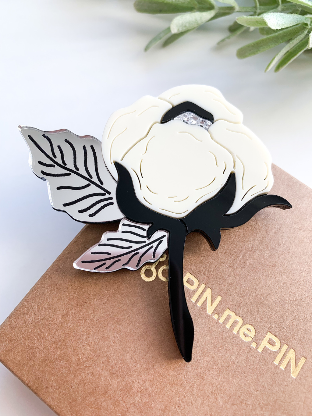 Брошь Хлопок серебро