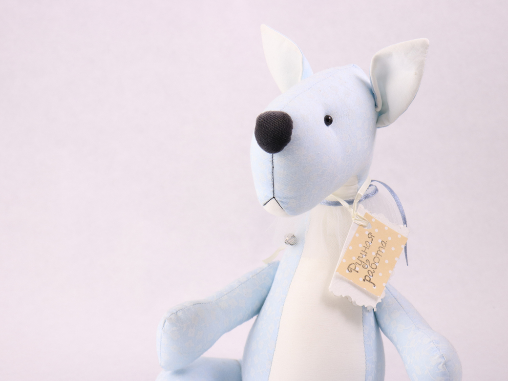 Собачка игрушка ручной работы из хлопка 1243