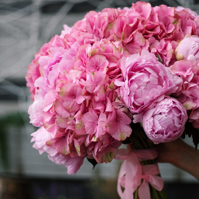 Облачный букет с гортензией и пионами 0136