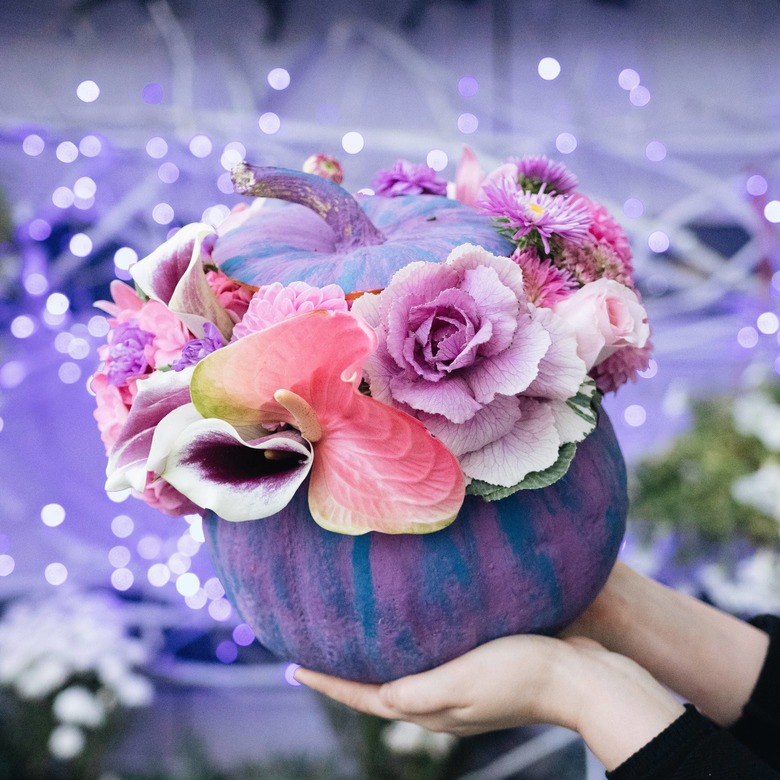 Авторская тыква с цветами 0288