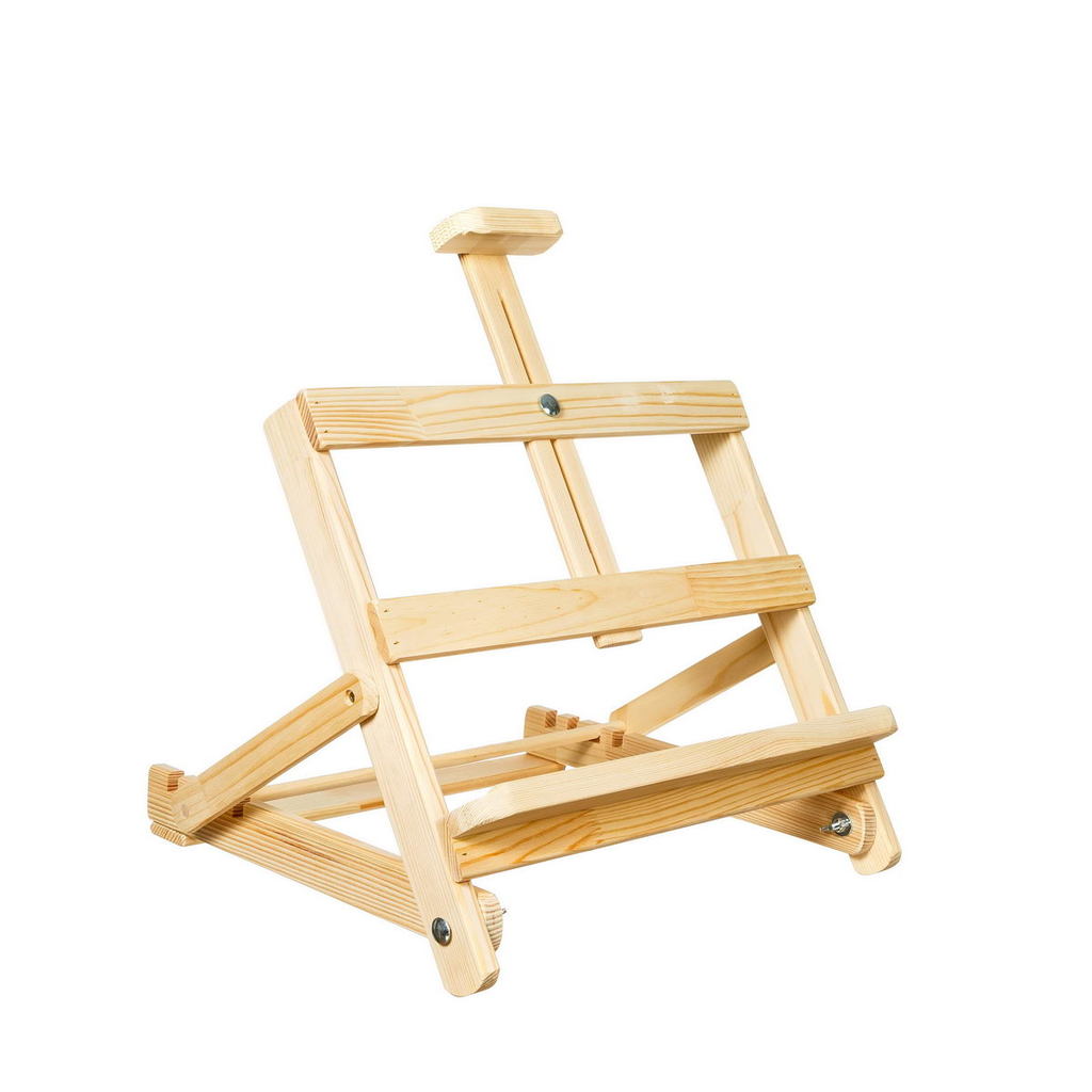 22.5" High Tabletop Wooden H-Frame Studio Easel - Artists Natural Pine Wood Painting & Display Easel, Holds Up to 19" Canvas, Portable Sturdy Table Desktop Holder Stand