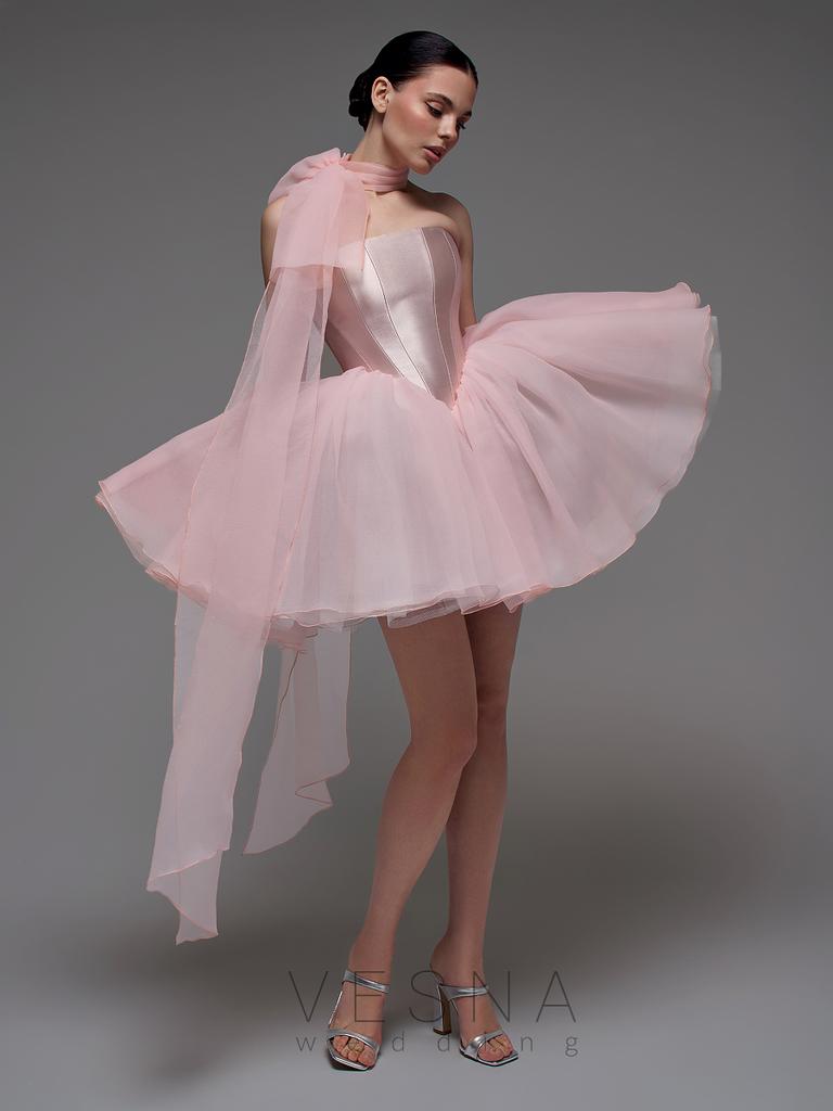 Вечернее платье Элиф Мини Пинк + Шарф