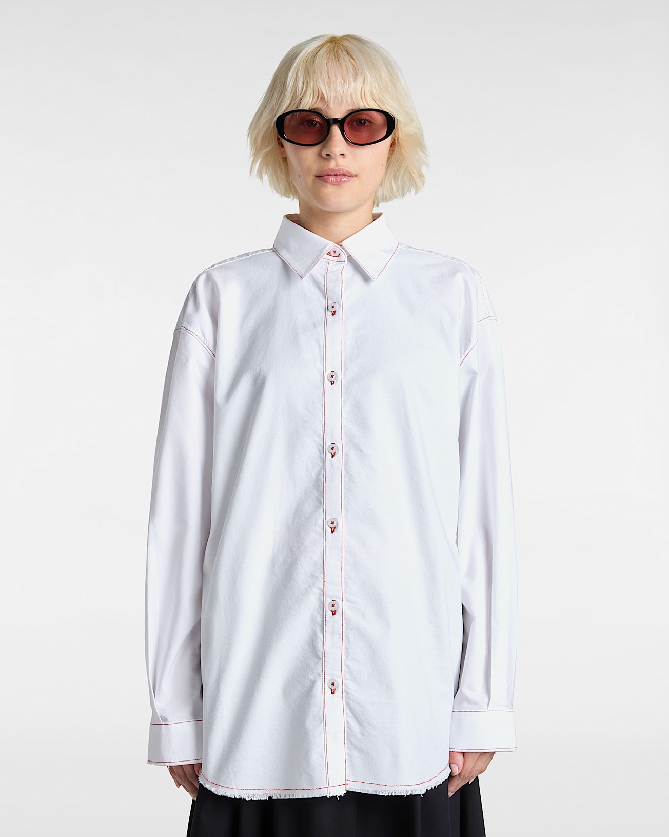 БЛУЗКА GILLIAN GRAPHIC BUTTON DOWN WHITE