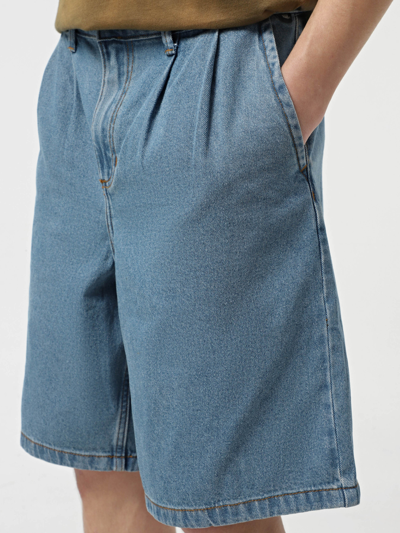 ШОРТЫ МУЖ. AUTHENTIC CHINO LOOSE PLEATED DENIM SHOR STONEWASH/BLUE