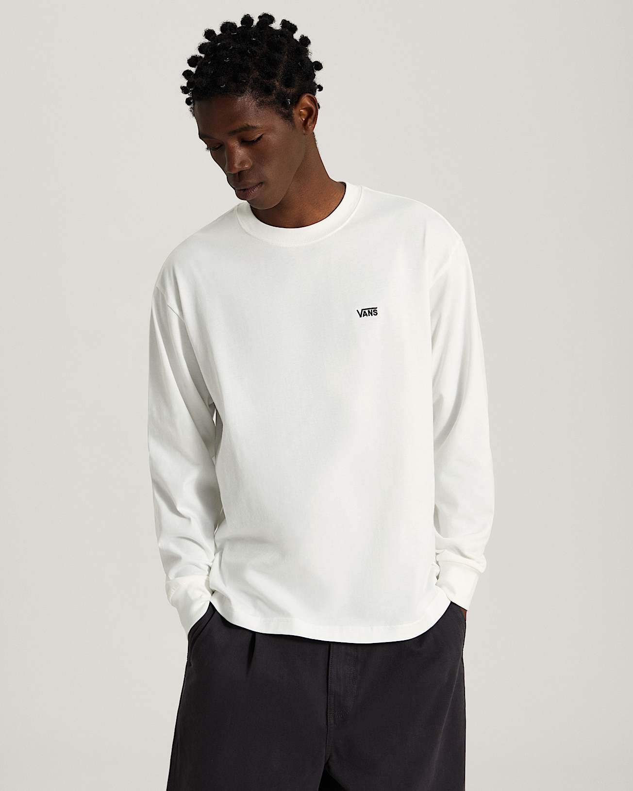 СВИТШОТ МУЖ. VANS LEFT CHEST II LOOSE LS WHITE