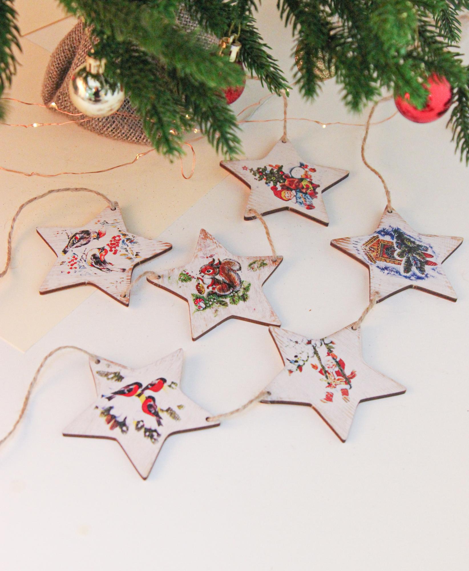 ГИРЛЯНДА "ЗВЕЗДЫ" ДЕРЕВЯННАЯ