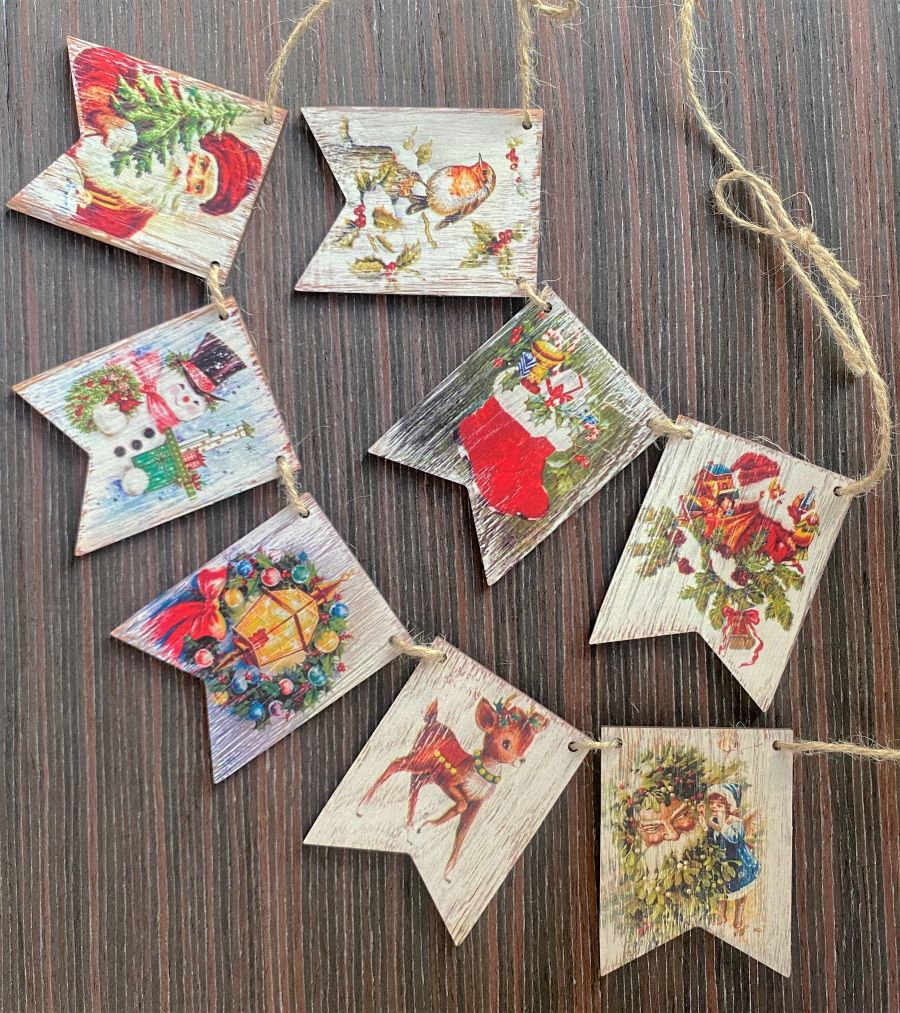 ГИРЛЯНДА "САНТА-КЛАУС" ДЕРЕВЯННАЯ