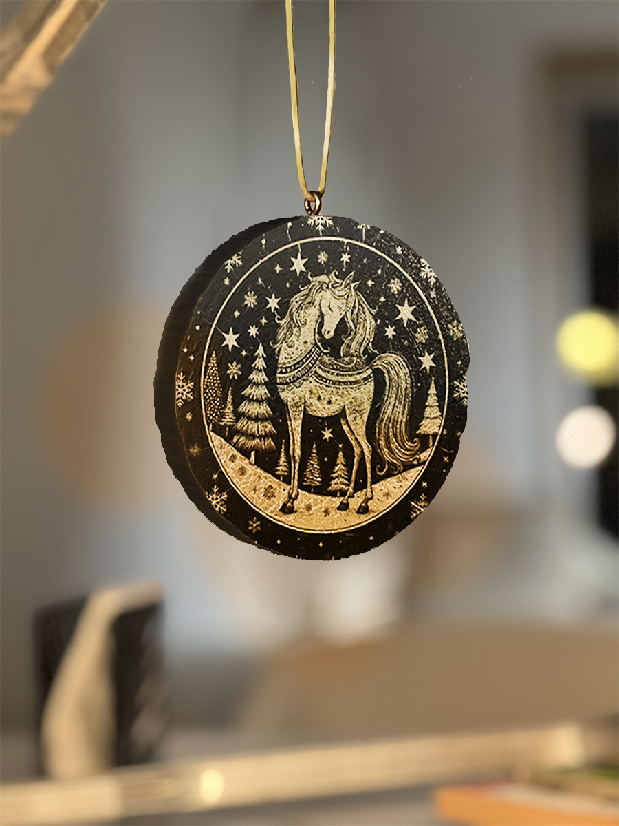 ИГРУШКА ИЗ СРЕЗА "СИМВОЛ ГОДА ЛОШАДЬ"  МЕТАЛЛИК