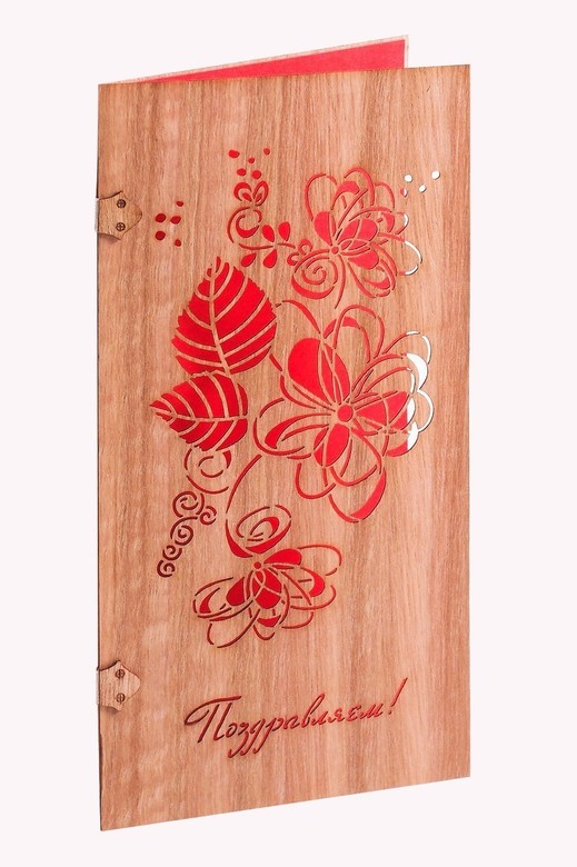 Деревянная открытка, необычная открытка, открытка на заказ, производство и дизайн открыток