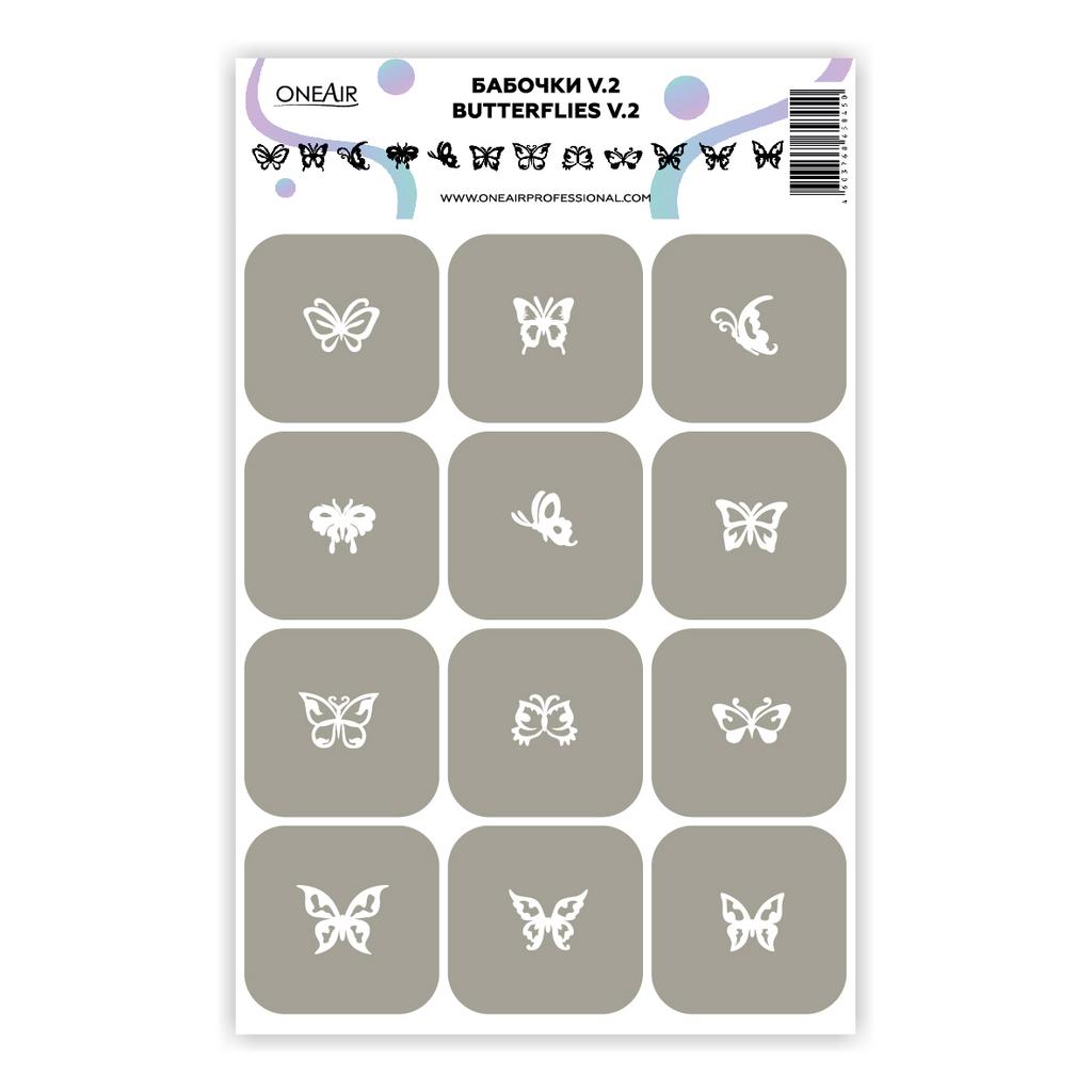 Stencils for airbrush on nails OneAir Butterflies V.2