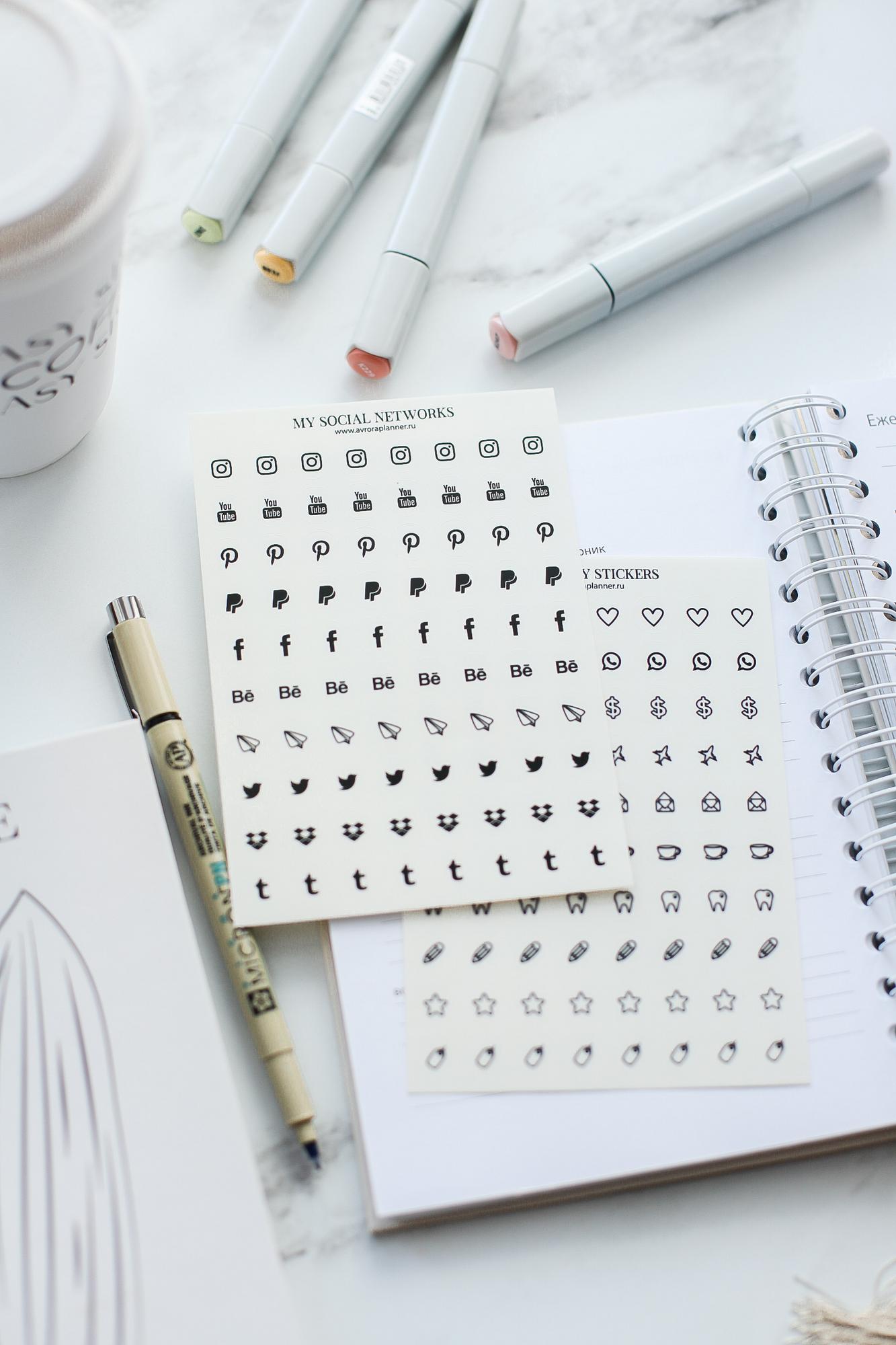 Набор наклеек на прозрачной основе Daily Icon А6 2 листа