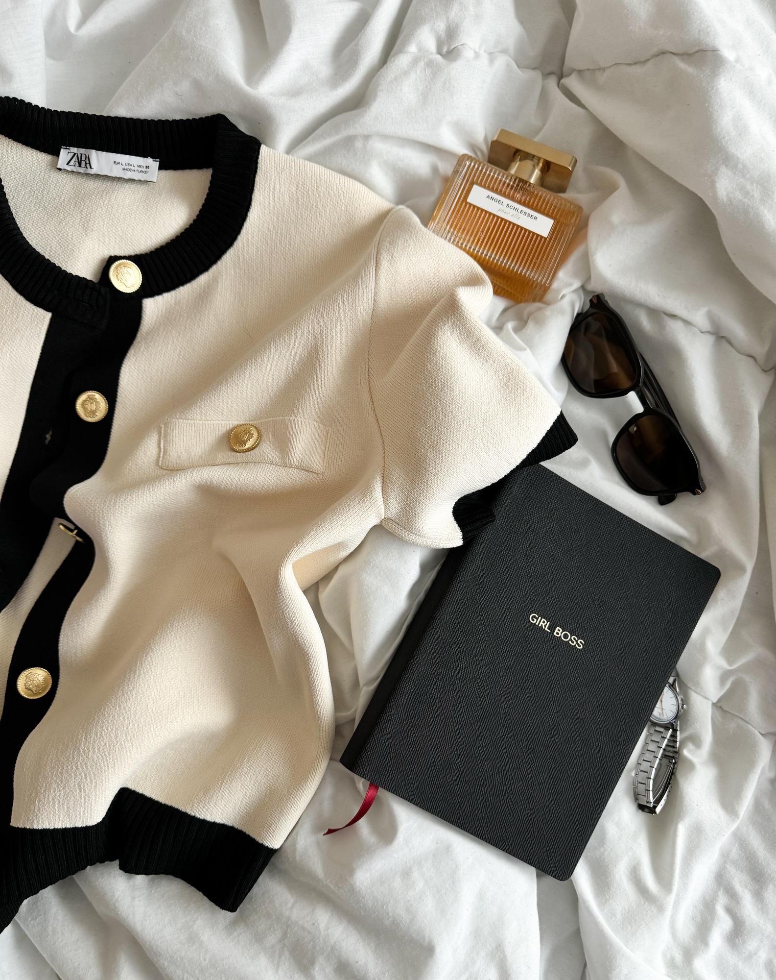 Ежедневник недатированный А5 GIRL BOSS Safiano черный/тауп