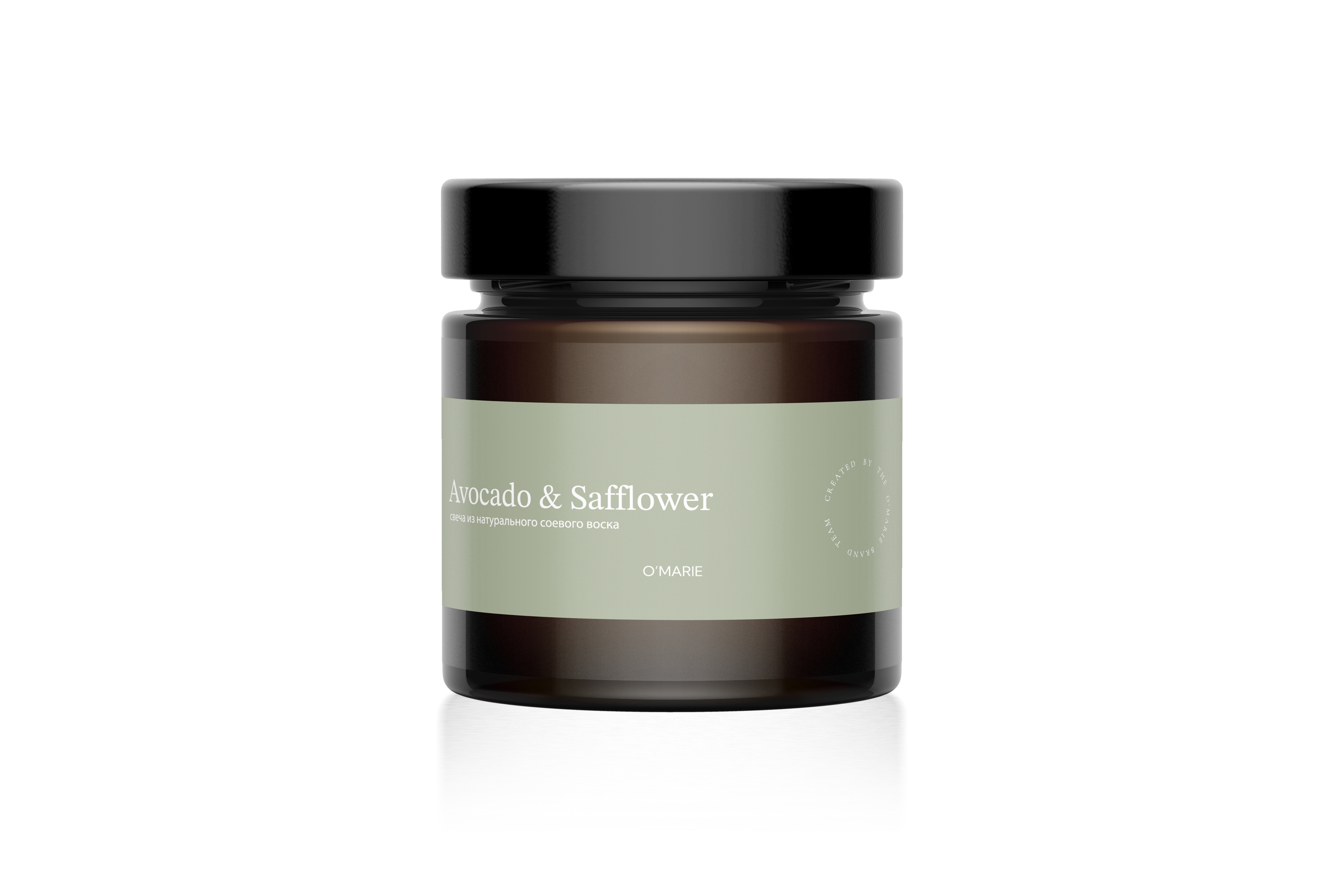 Аромасвеча в янтарной банке 100 мл  "Авокадо и Шафран"