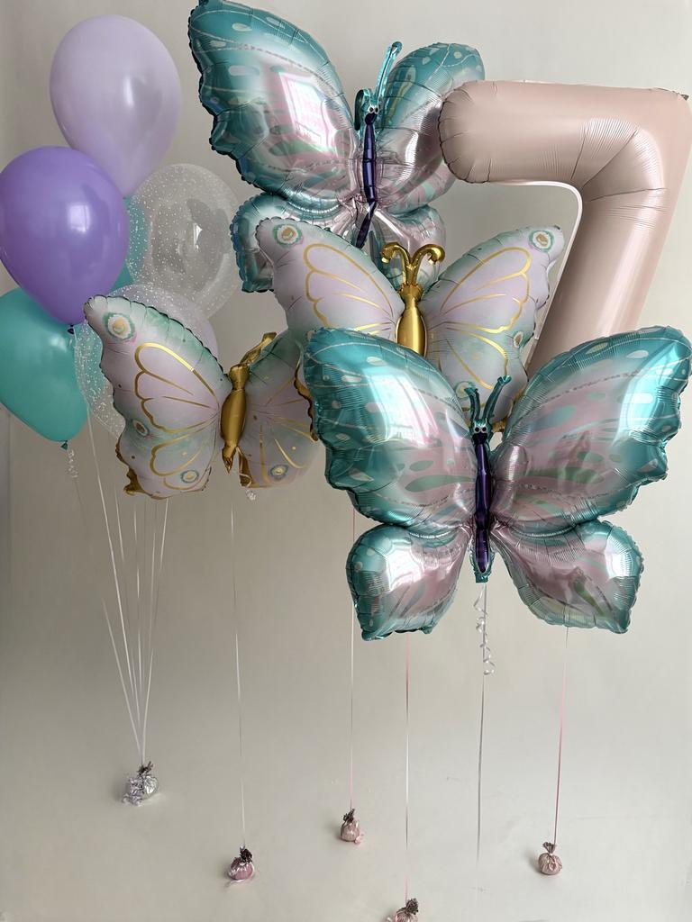 Шары девочке на 7 лет "Бабочки"