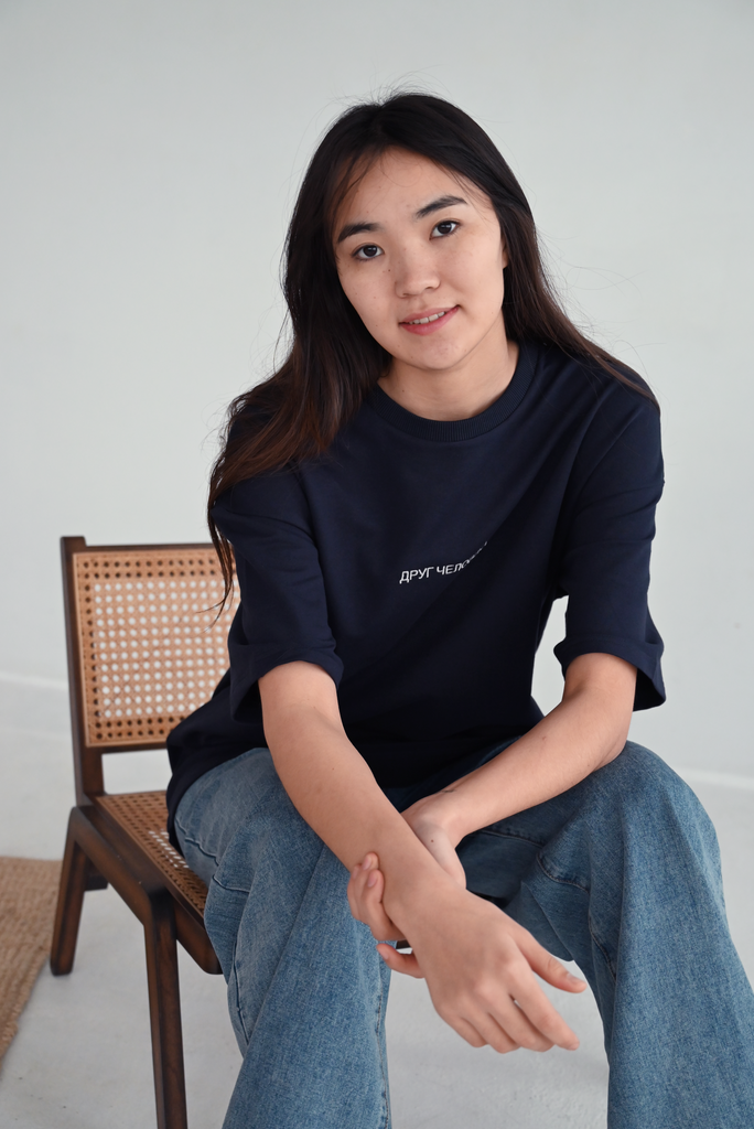 Футболка плотная синяя Друг человека