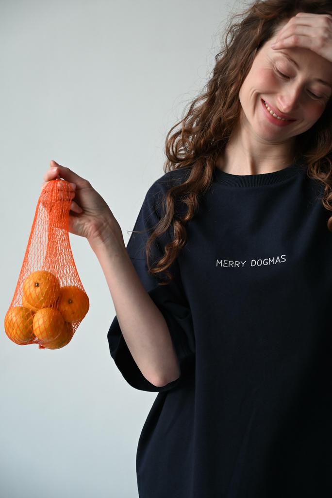 Футболка плотная синяя Лапки