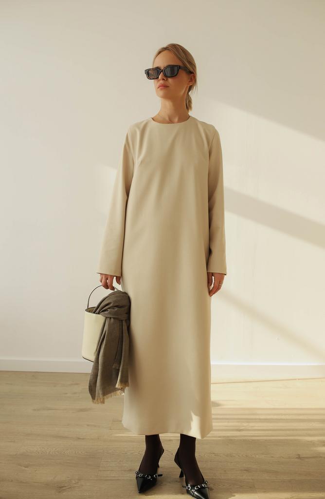 Платье SIMPLE миди (молочный)