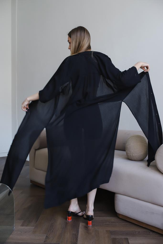 Рубашка maxi из полупрозрачной вискозы (чёрная)