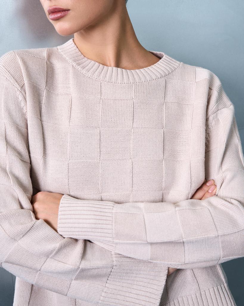 Джемпер из мериносовой шерсти Quadro Beige BEAUMONDE