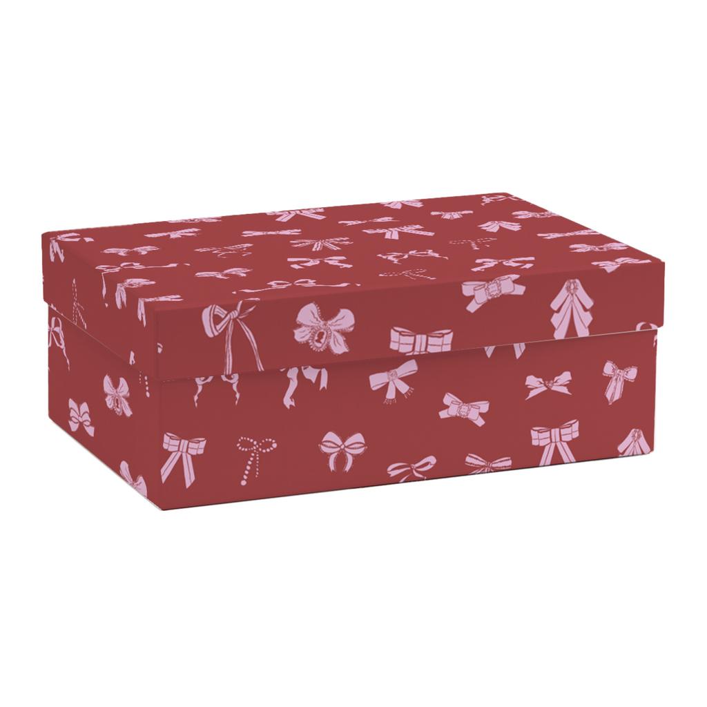 Коробки прямоугольные "Банты на бордовом"