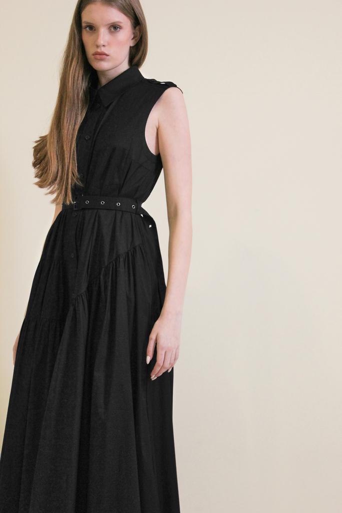 Платье-рубашка черная