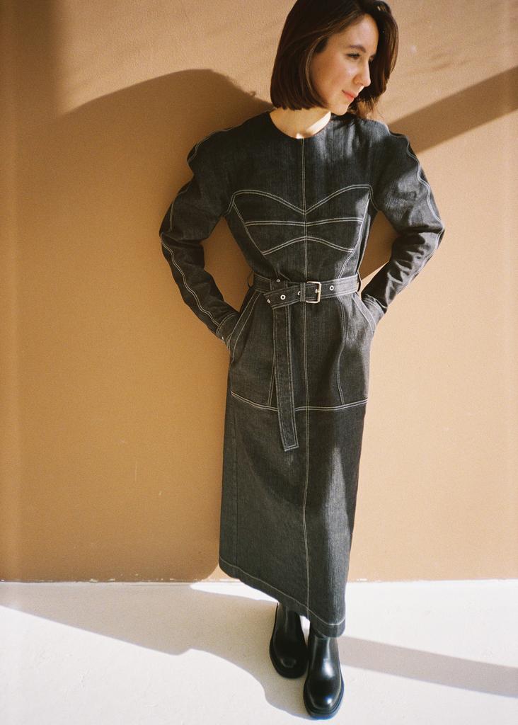 Джинсовое платье серое