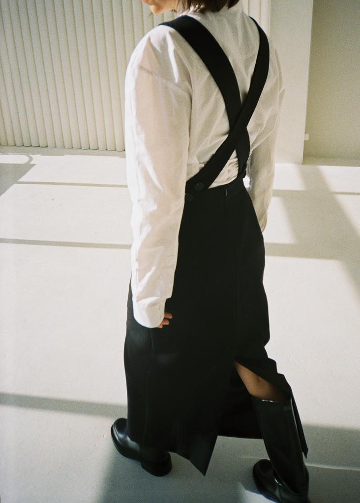 Платье-сарафан из шерсти темно-синий