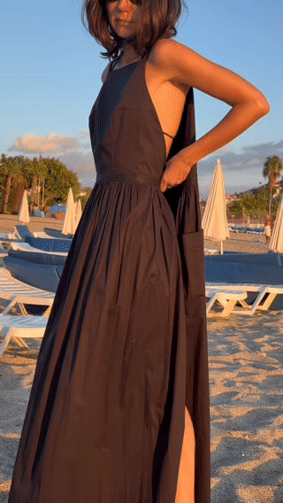 Черное платье-сарафан без бокового шва