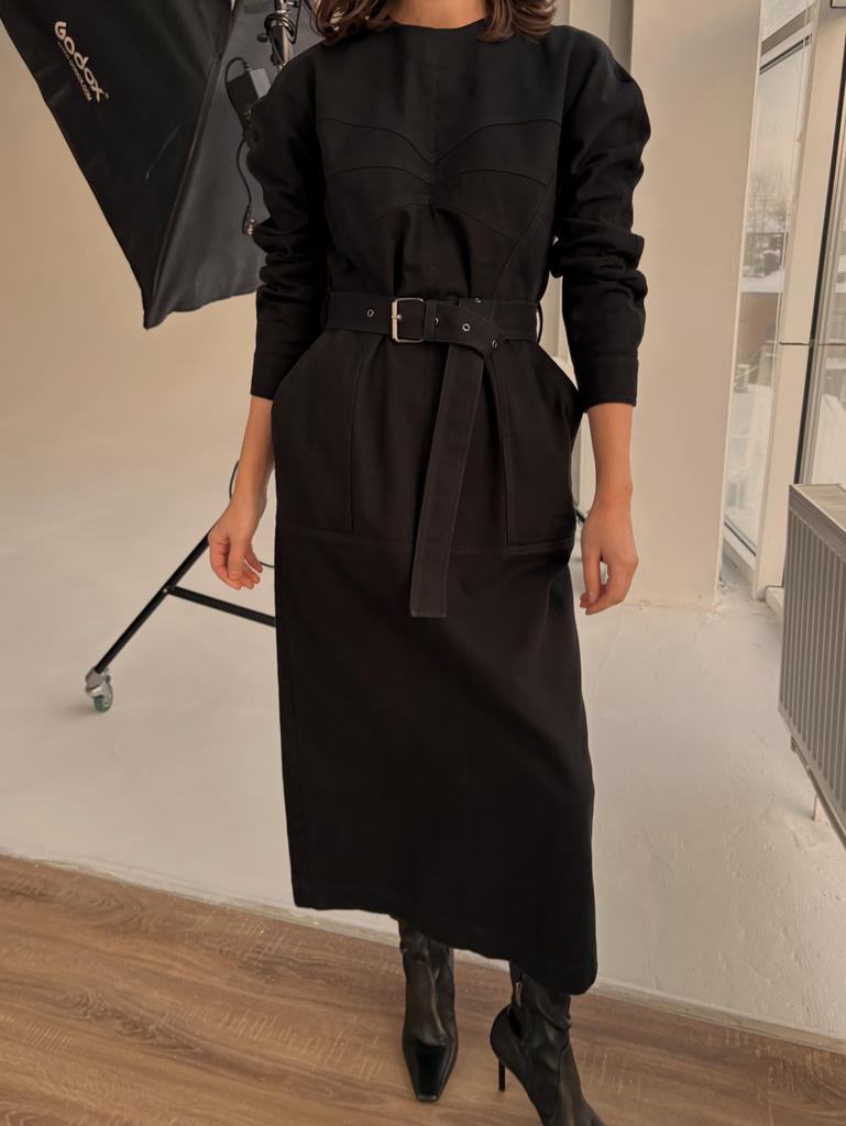 Джинсовое платье "Бабочка" черное