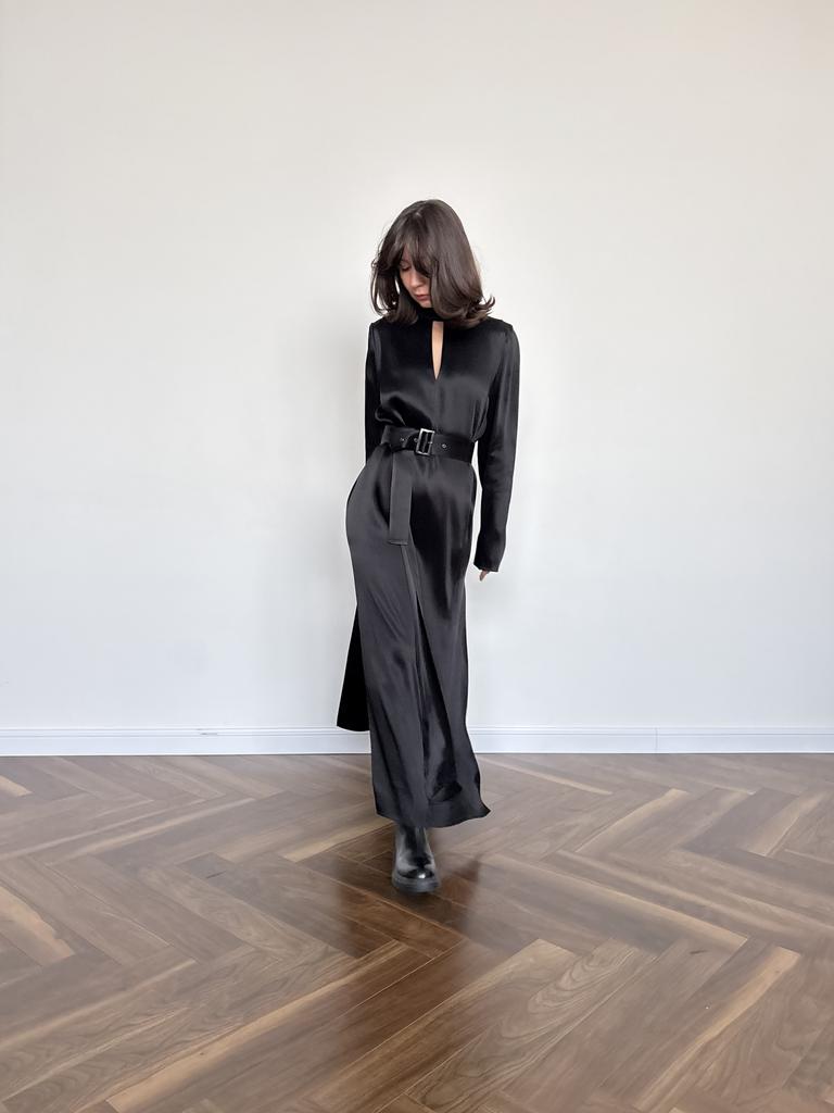 Платье двухслойное черное