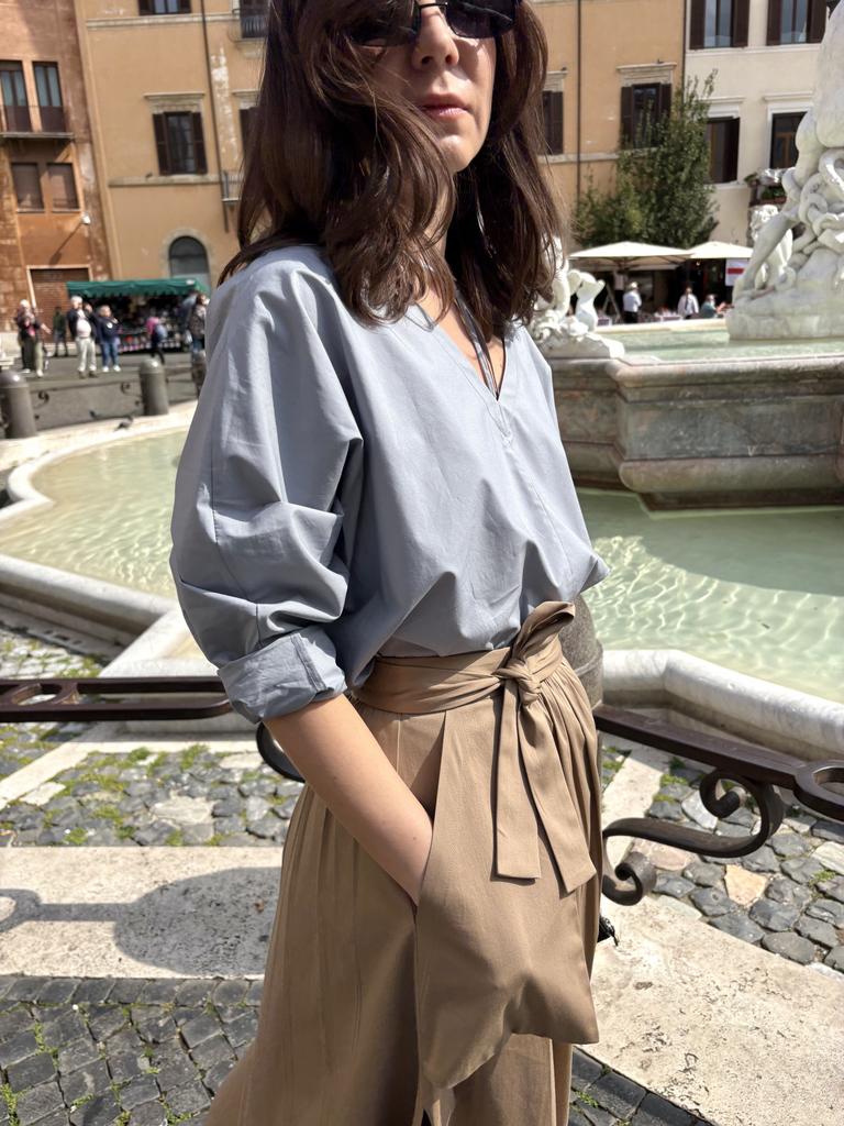 Лонгслив двусторонний серо-голубой