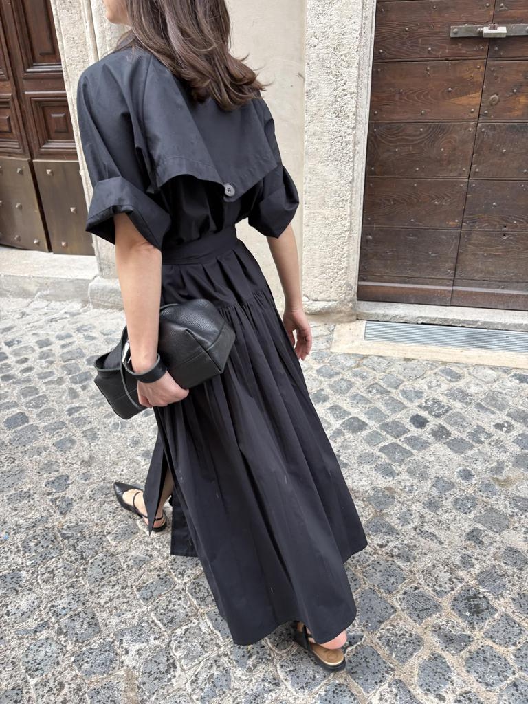 Асимметричное платье-тренч черное