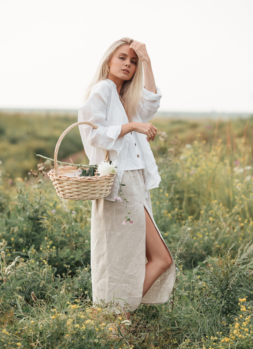 ЮБКА ЛЬНЯНАЯ С РАЗРЕЗОМ