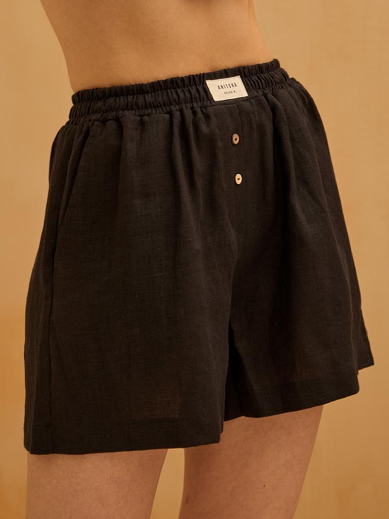 ЛЬНЯНЫЕ ШОРТЫ  BLACK