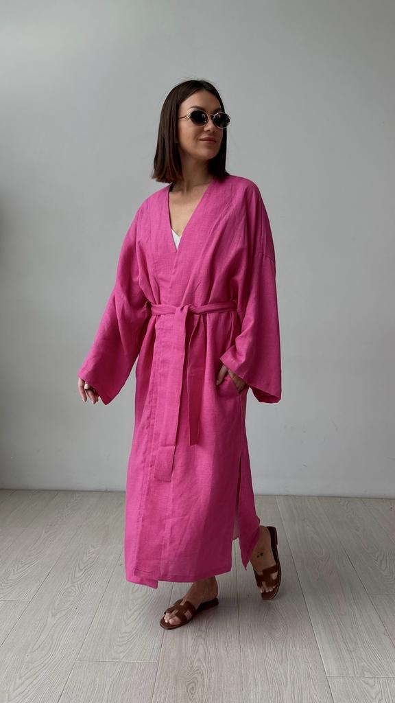 КИМОНО ЛЬНЯНОЕ PINK ROSE