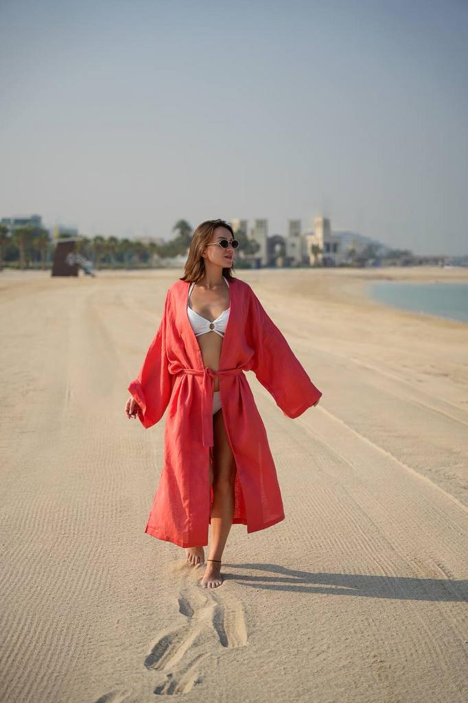 КИМОНО ЛЬНЯНОЕ CORAL