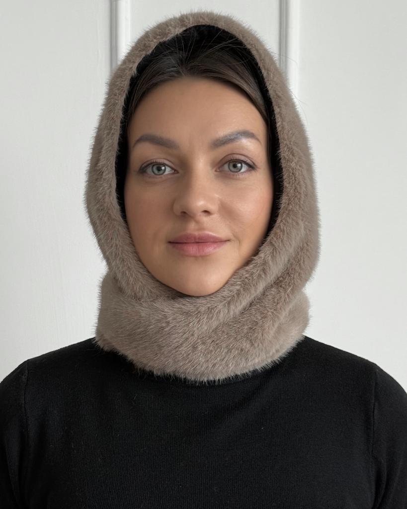 МЕХОВАЯ КОСЫНКА ИЗ ЭКО НОРКИ CARAMEL