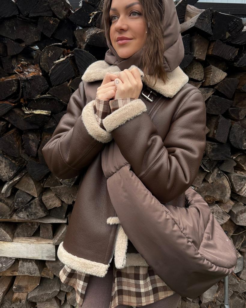 ШОКОЛАДНАЯ СУМКА ИЗ ДУТОГО ВОДОНЕПРОНИЦАЕМОГО ТЕКСТИЛЯ