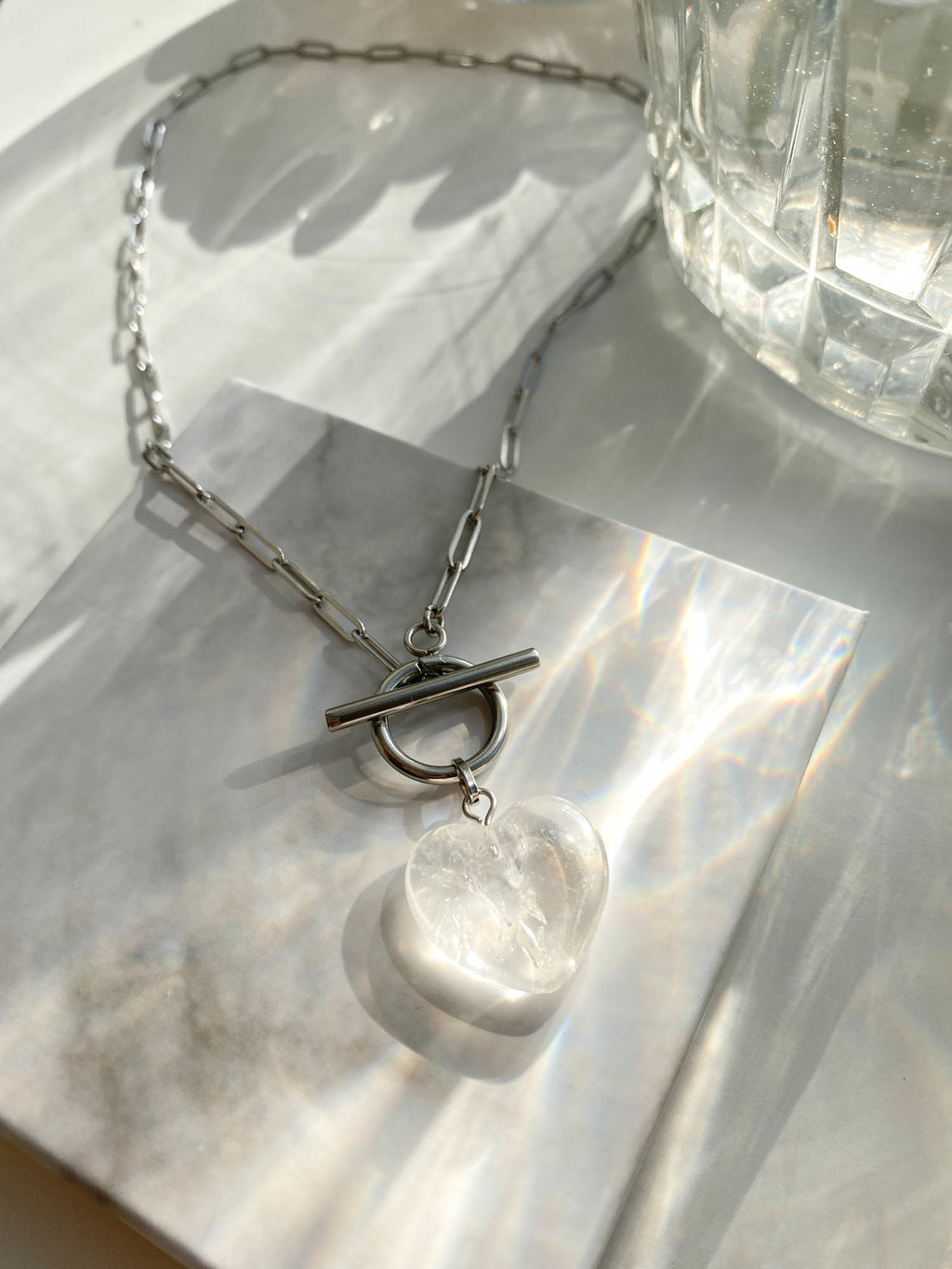 Колье с сердцем из горного хрусталя