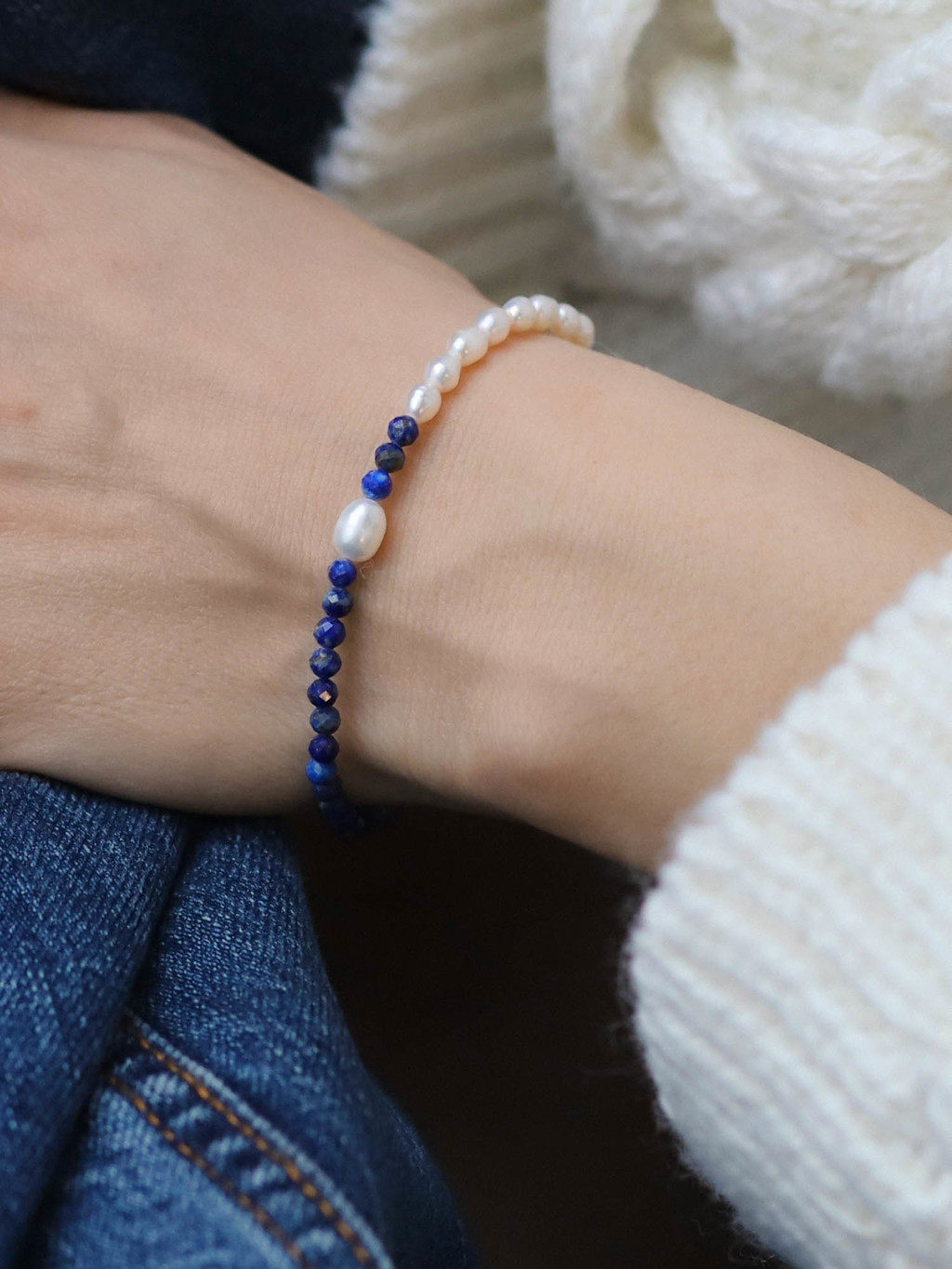 Браслет из лазурита и жемчуга