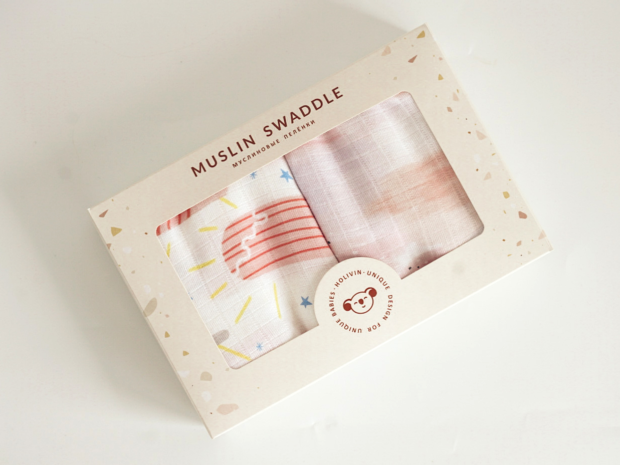 Набор из 2-х муслиновых пеленок "Акварельные разводы и Мороженое"