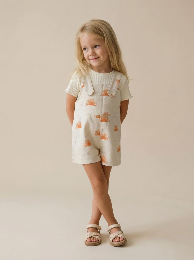 Льняной ромпер в принте "Солнце"
