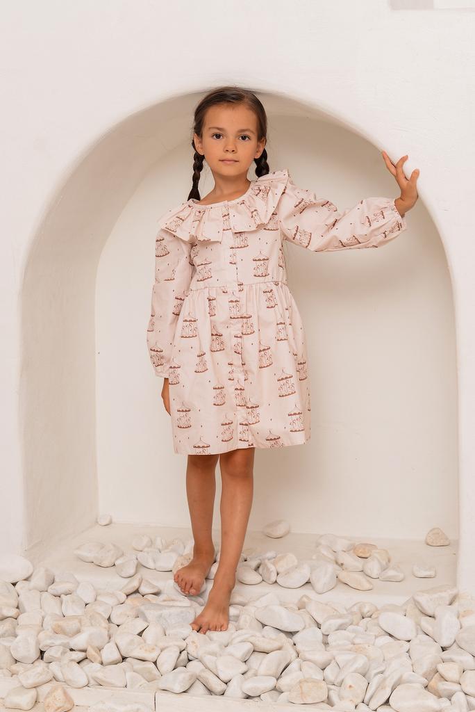 Платье с воротником в принте "Карусель"