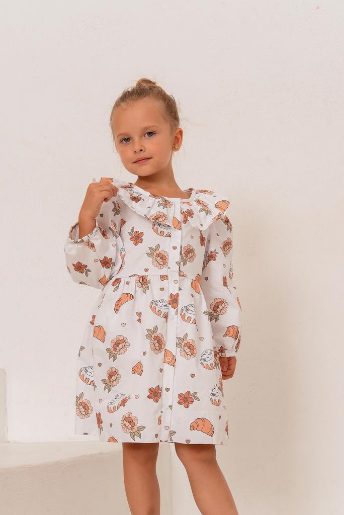 Платье с воротником в принте "Выпечка"