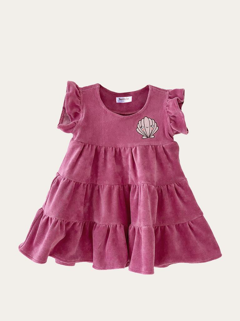Платье из велюра с вышивкой "Ракушка"