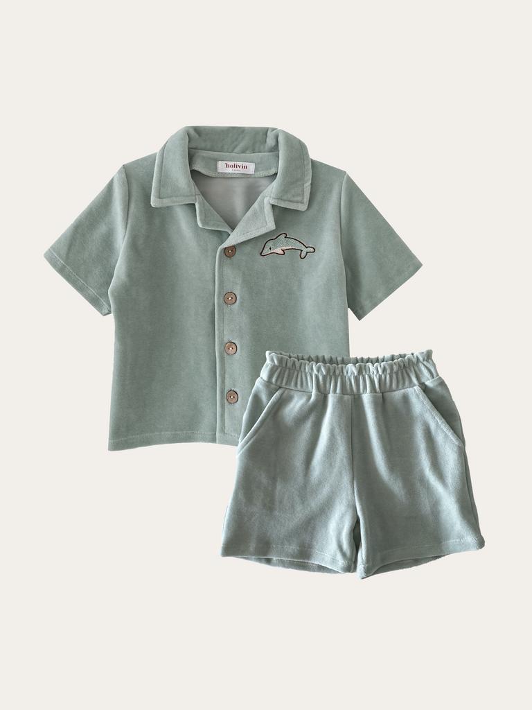 Костюм из велюра с вышивкой "Дельфин"